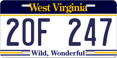 WV license plate 2OF247