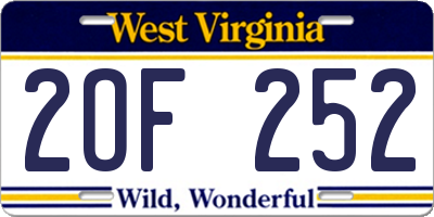 WV license plate 2OF252