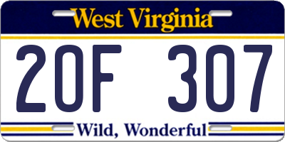 WV license plate 2OF307