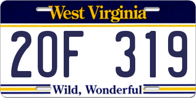WV license plate 2OF319