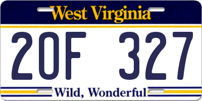 WV license plate 2OF327