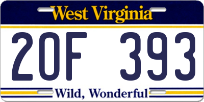 WV license plate 2OF393