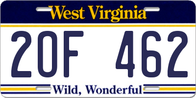 WV license plate 2OF462