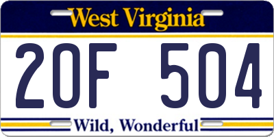 WV license plate 2OF504