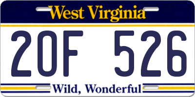 WV license plate 2OF526