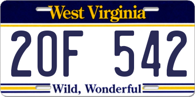 WV license plate 2OF542