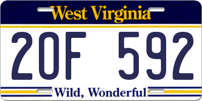 WV license plate 2OF592