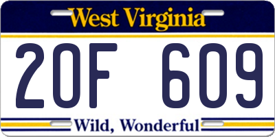 WV license plate 2OF609