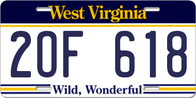 WV license plate 2OF618