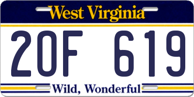 WV license plate 2OF619