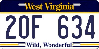 WV license plate 2OF634