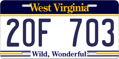 WV license plate 2OF703