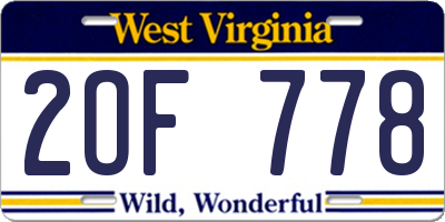 WV license plate 2OF778