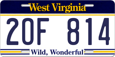 WV license plate 2OF814