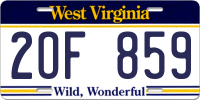 WV license plate 2OF859