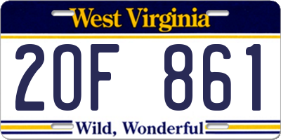 WV license plate 2OF861
