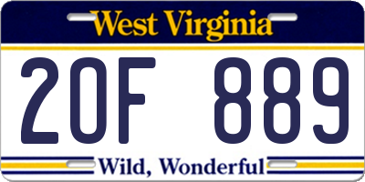 WV license plate 2OF889