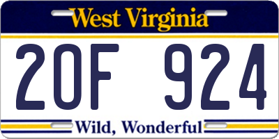 WV license plate 2OF924