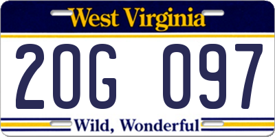 WV license plate 2OG097