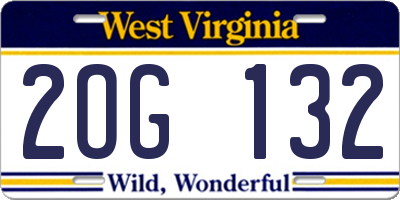 WV license plate 2OG132