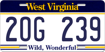 WV license plate 2OG239