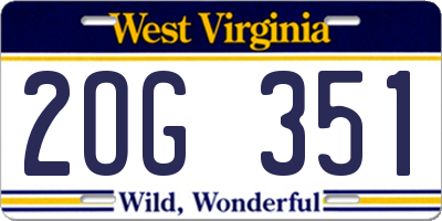 WV license plate 2OG351