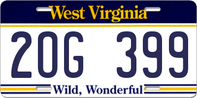 WV license plate 2OG399