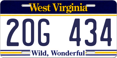WV license plate 2OG434