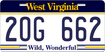 WV license plate 2OG662