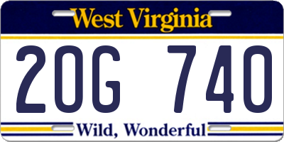 WV license plate 2OG740