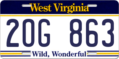 WV license plate 2OG863