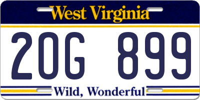 WV license plate 2OG899
