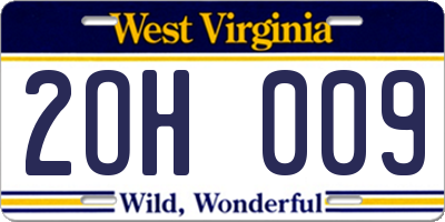 WV license plate 2OH009