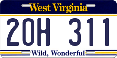 WV license plate 2OH311