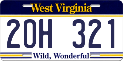 WV license plate 2OH321