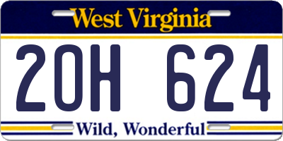 WV license plate 2OH624