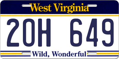 WV license plate 2OH649