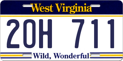WV license plate 2OH711
