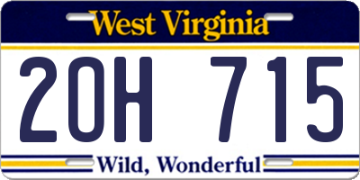 WV license plate 2OH715