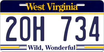 WV license plate 2OH734