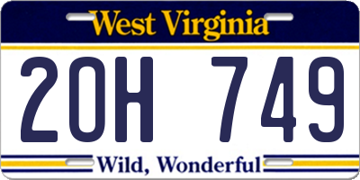 WV license plate 2OH749