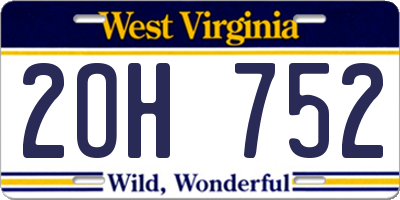 WV license plate 2OH752