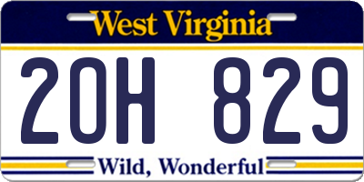 WV license plate 2OH829