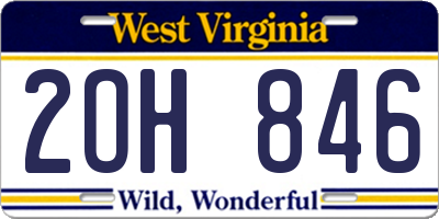 WV license plate 2OH846
