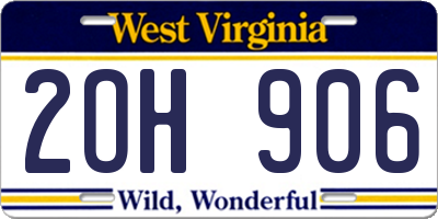 WV license plate 2OH906