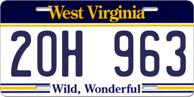 WV license plate 2OH963