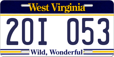 WV license plate 2OI053
