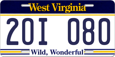 WV license plate 2OI080