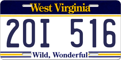 WV license plate 2OI516
