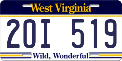 WV license plate 2OI519